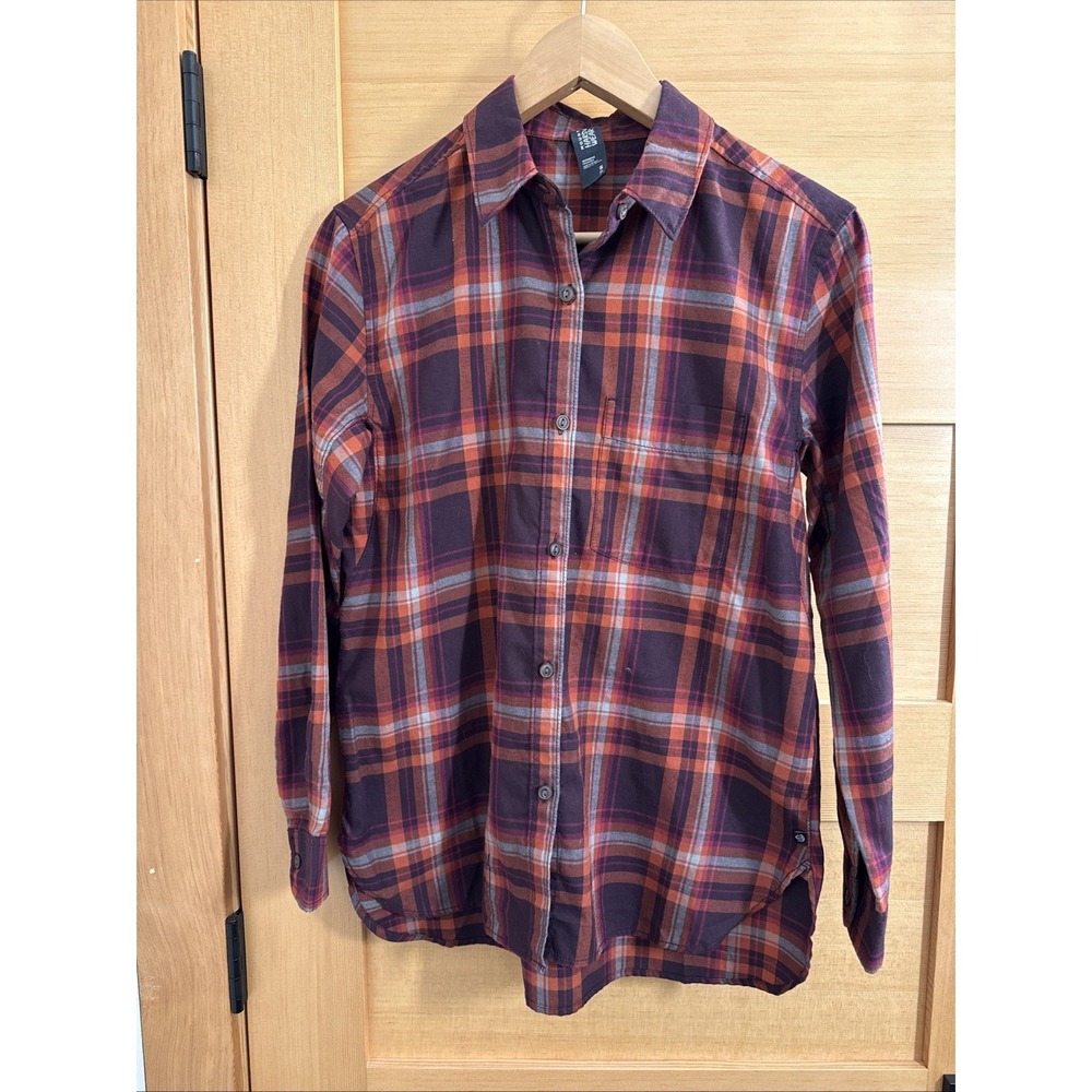 Mountain Hardwear Shirt Women's Small Plaid Button‎ Down Maroon